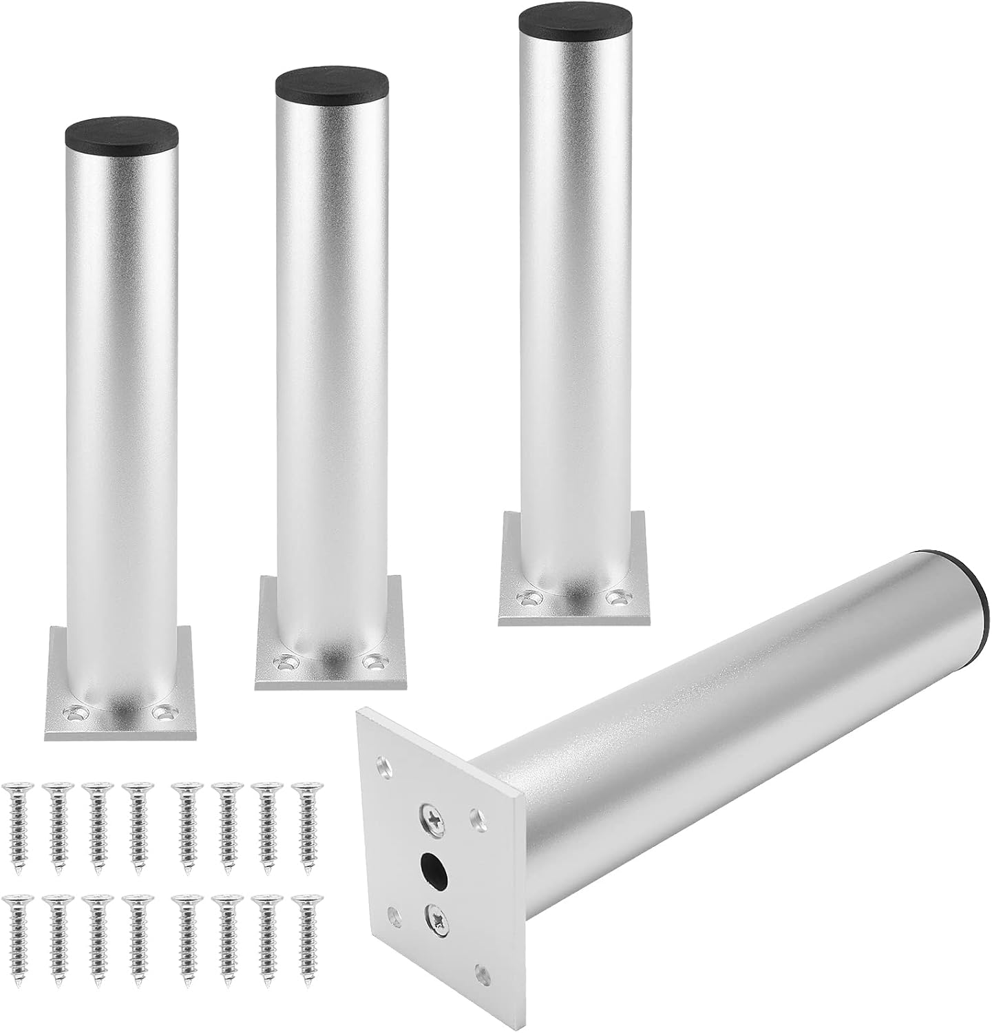 Juego de 4 patas para muebles de 7.87 pulgadas, patas ajustables de aleación de aluminio, pies de soporte de sofá redondos de metal, pies ajustables