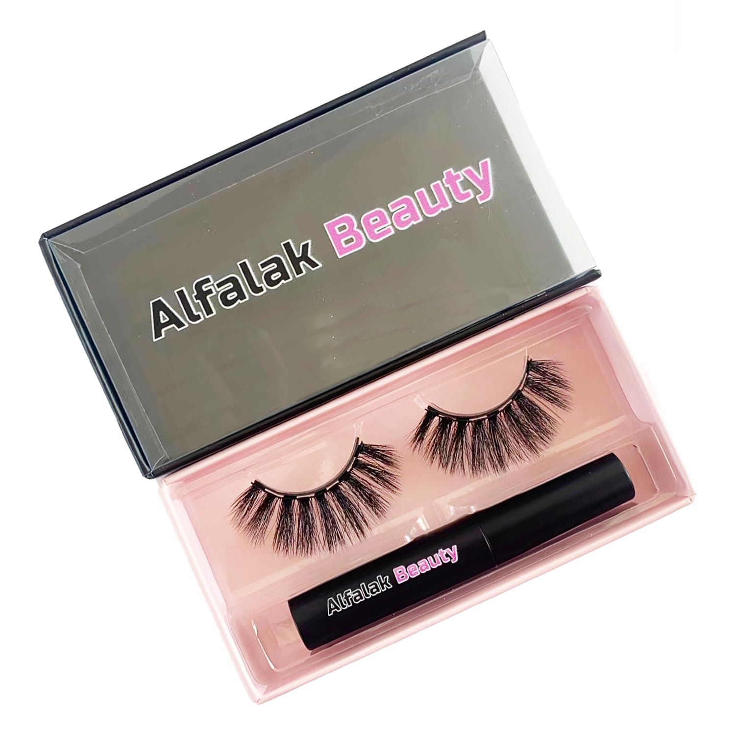 Alfalak Beauty Kit de pestañas magnéticas de visón sintético 3D, 5 pestañas de visón sintético + bolígrafo delineador magnético, reutilizable hasta