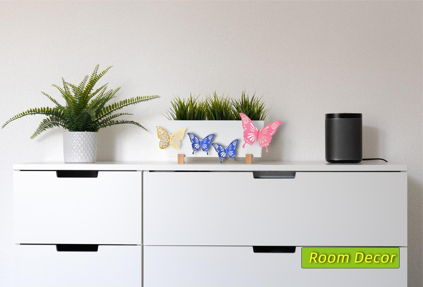 Decoración de pared de mariposa rosa 3D Mariposa Espejo Superficie Pegatinas 48 piezas  Decoración de celebración brillante para decoración de