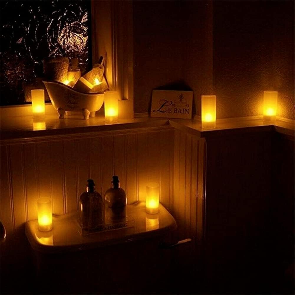 Velas recargables LED sin llama Cargador USB con pilas Lámpara de té (amarillo)