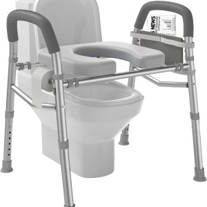 Asiento de inodoro elevado con asas, marco de seguridad médica resistente de 400 libras, asistencia de baño para personas mayores, discapacitados, Asiento de inodoro elevado con asas, marco de seguridad médica resistente de 400 libras, asistencia de baño para personas mayores, discapacitados,