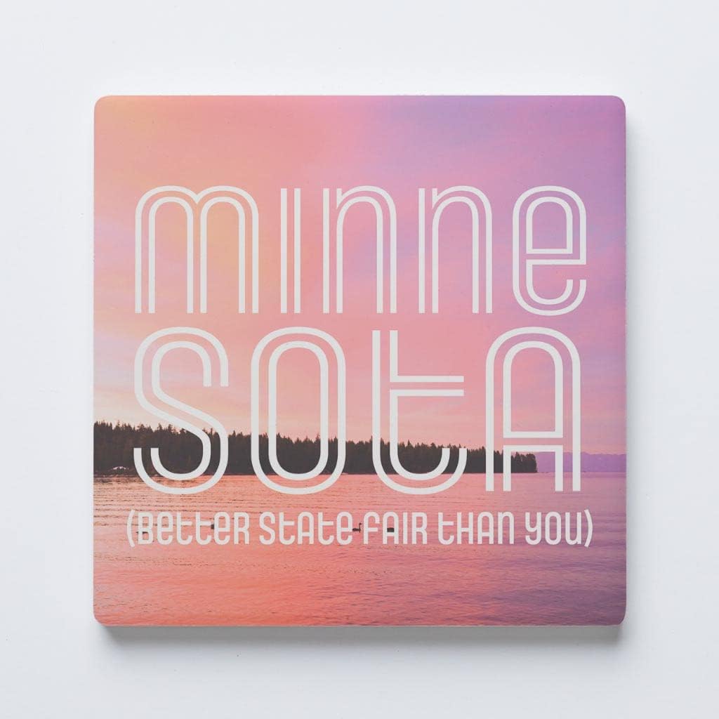 Minnesota Sunset Funny Saying 8, Joyride Home Decor – Posavasos de cerámica individual, posavasos cuadrados individuales de 4 pulgadas, parte