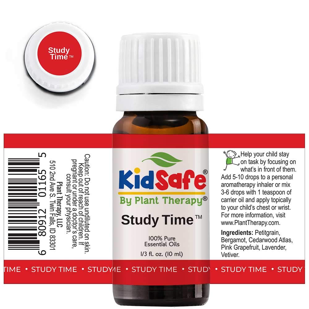 Plant Therapy KidSafe A+ Attention Aceite esencial sinergético prediluido. Mezcla de Petitgrain, Bergamota, cedro del Atlas, toronja, lavanda y