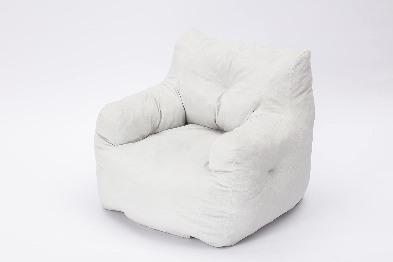 Puf, sillón de tela de terciopelo ultra suave para adultos y niños, cómodo sofá de ocio para dormitorio, sala de estar, apartamento, marfil
