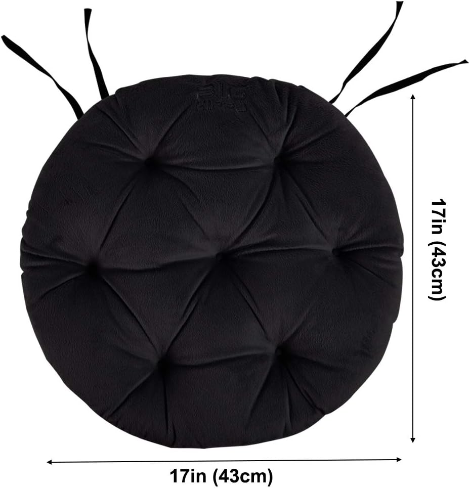Big Hippo Almohadillas para silla con lazos, suaves almohadillas redondas gruesas de 17 pulgadas para jardín, patio, hogar, cocina, oficina o