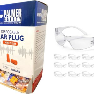 ATERET Tapones para los oídos, 200 pares y 12 pares de gafas de seguridad I 32 db con cancelación de ruido, tapones desechables suaves para los ATERET Tapones para los oídos, 200 pares y 12 pares de gafas de seguridad I 32 db con cancelación de ruido, tapones desechables suaves para los