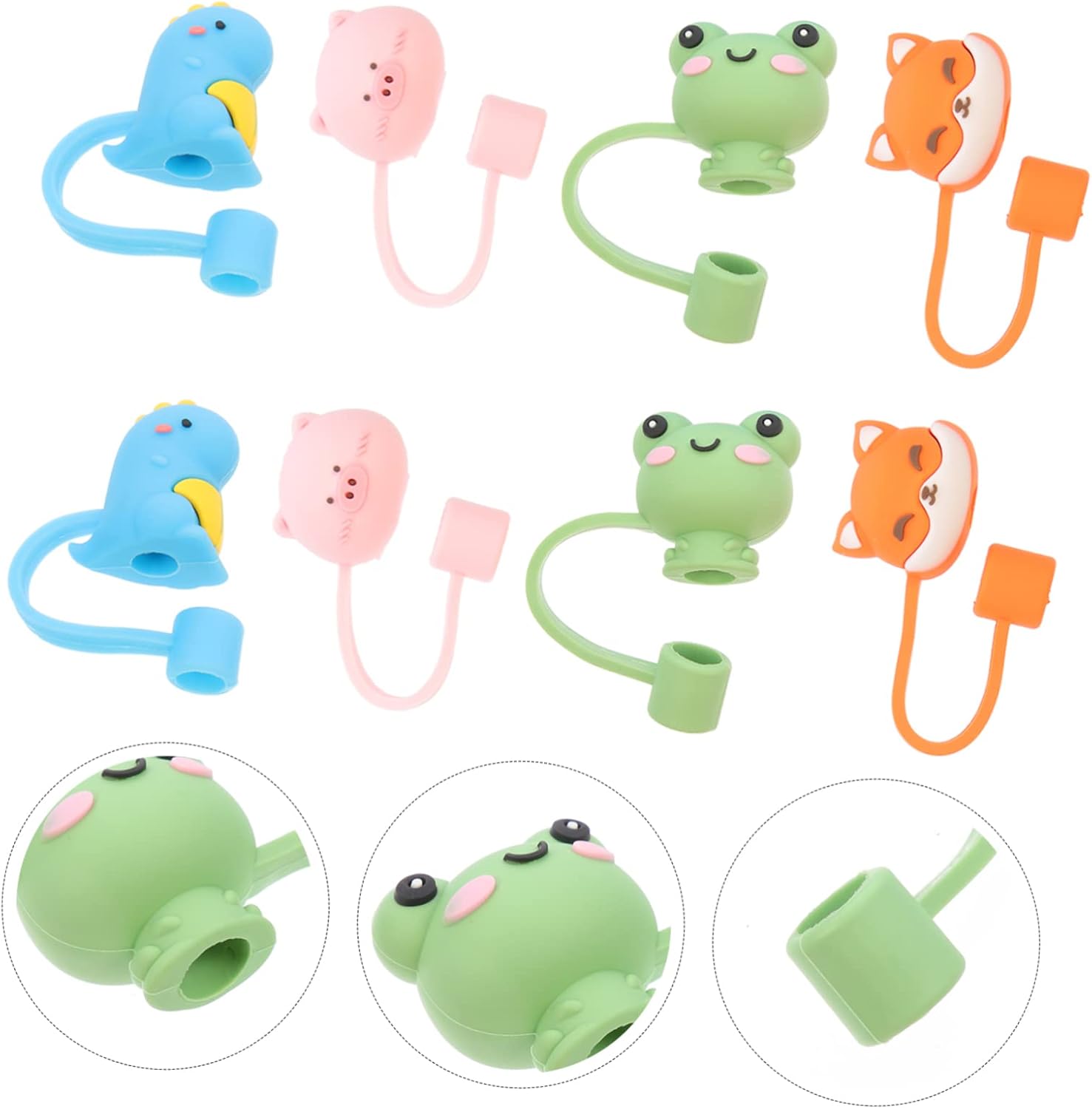 Tapón de paja de silicona, 8 unidades, tapa de pajita, cubierta de silicona para beber, popotes de silicona reutilizables, tapones para el polvo de