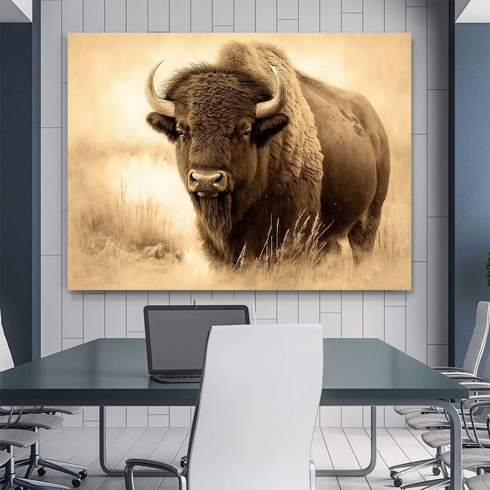 QQLADY Arte de pared de bisonte, arte de búfalo, arte de pared de búfalo, impresiones de búfalo, decoración inspirada en la naturaleza, decoración