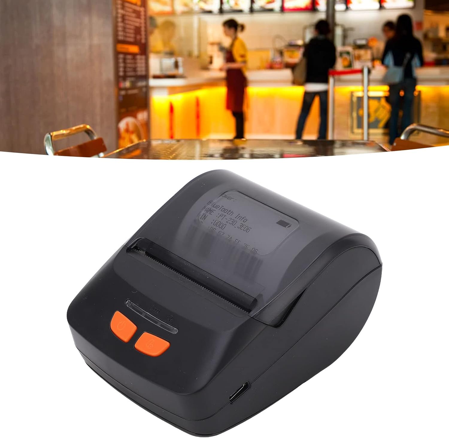 Mini impresora térmica de etiquetas de 1.890 in portátil inalámbrico recibo billete billete POS máquina de impresión negro