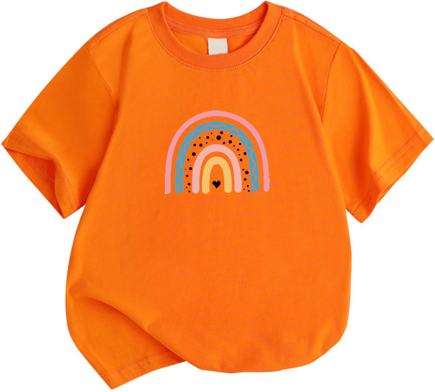 Camisa Naranja para niños pequeños, Camiseta de Manga Corta con Cuello Redondo para niños Camisetas túnicas ropa