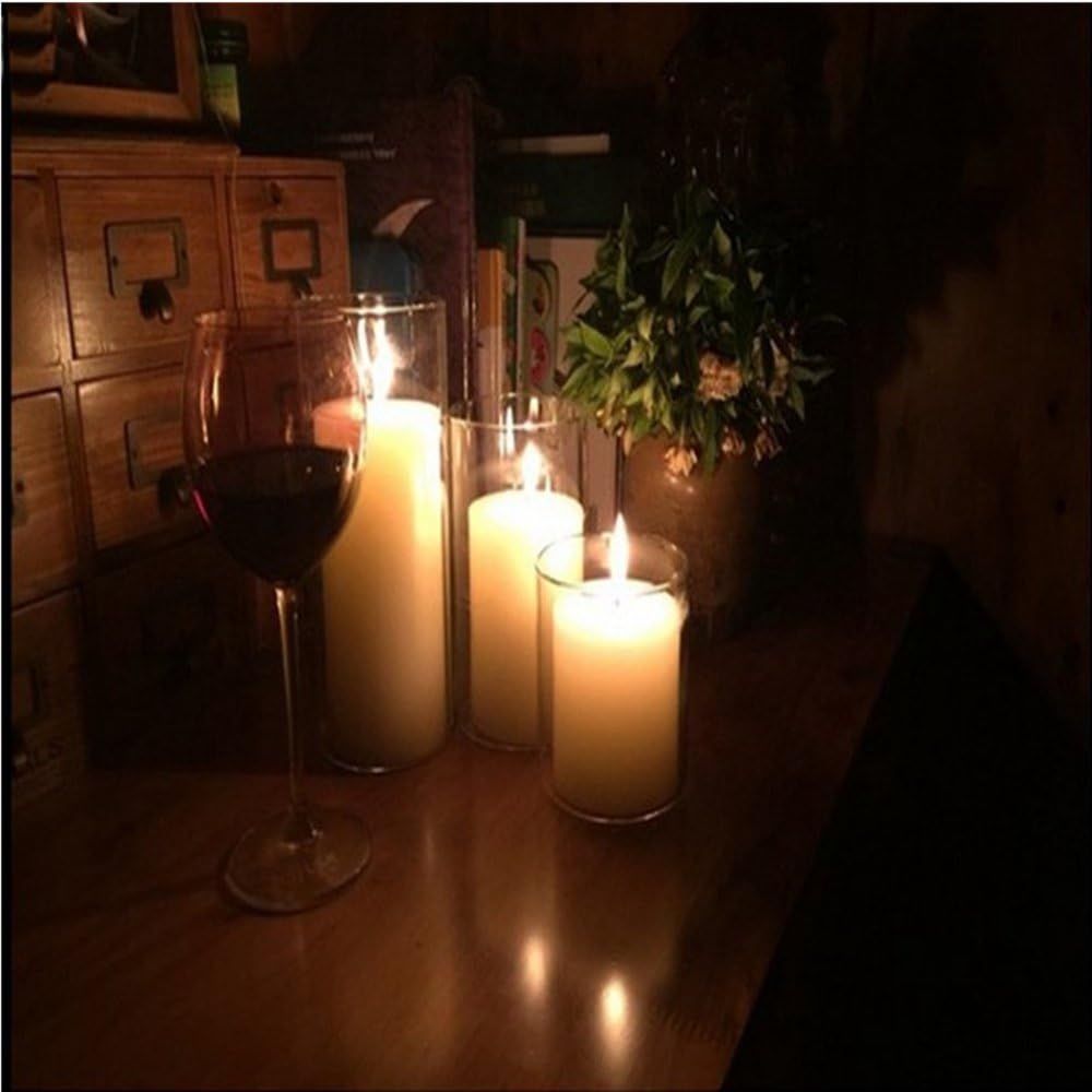 Portavelas transparente, chimenea de vidrio para velas de extremo abierto, diámetro interno de 3.55 pulgadas, diámetro externo de 3.75 pulgadas,