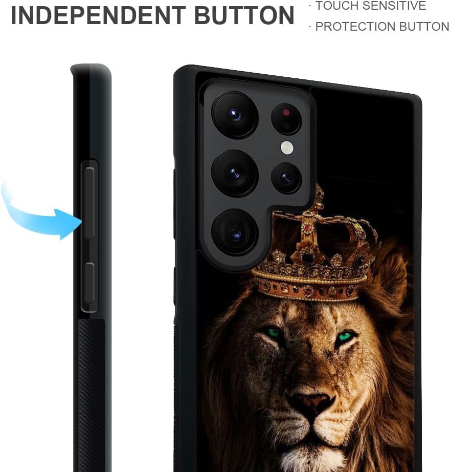 DJSOK Funda compatible con Samsung Galaxy S23 Ultra, León con corona Galaxy S23 Ultra, funda antideslizante contra golpes, antiarañazos, para