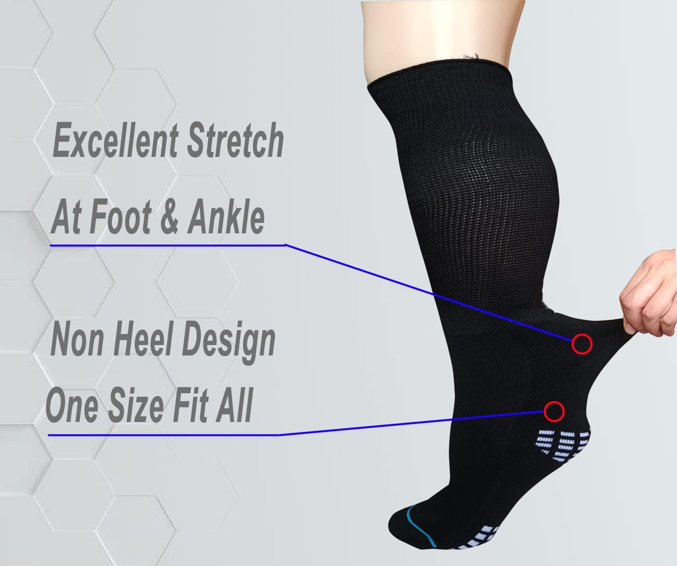 Calcetines extra anchos para diabéticos bariátricos para hombres y mujeres, calcetines de linfedema fundido para tobillo hinchado del pie, 2 pares