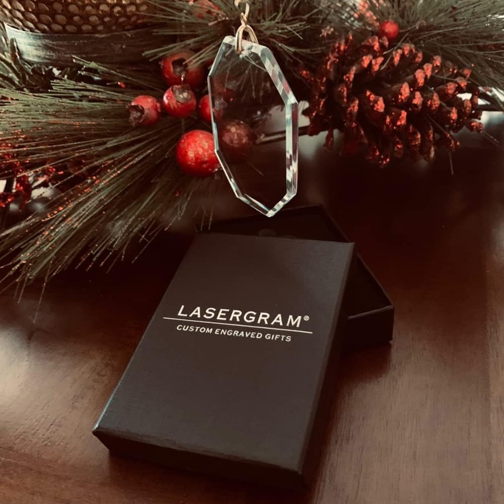 LaserGram Adorno de Navidad, dragón, grabado personalizado incluido (forma rectangular)