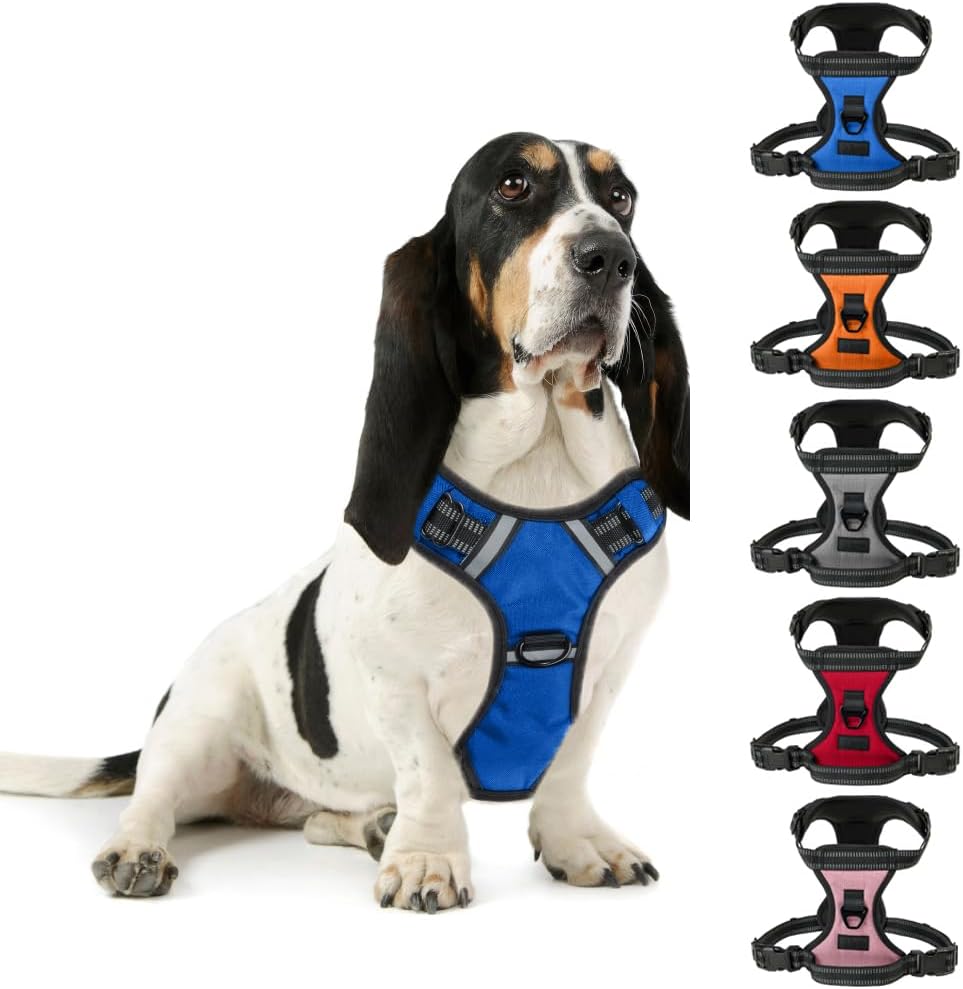 Gorilla Grip Arnés cómodo y duradero sin tirones para perro con asa, clips de correa para mascotas en el pecho o la espalda para caminar, chaleco de