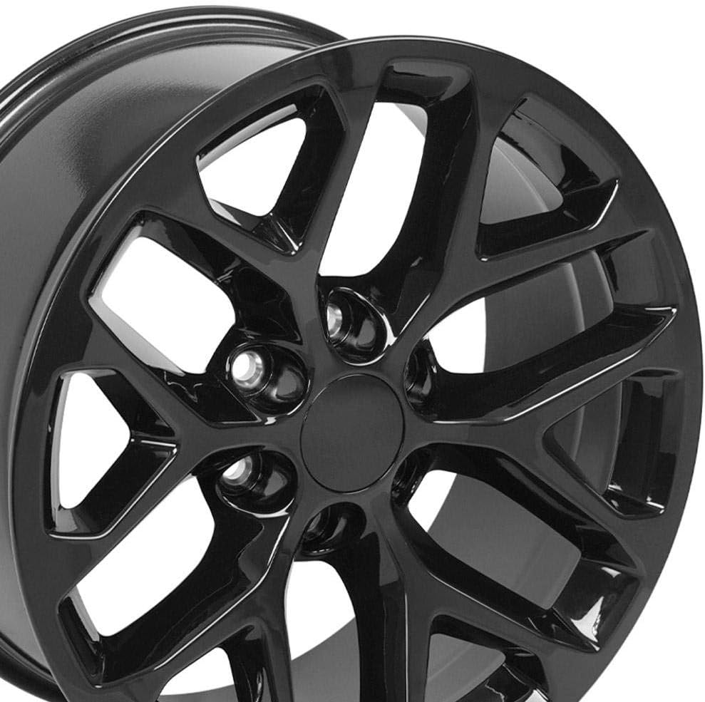 OE Wheels LLC Llanta de 20 pulgadas para Silverado Tahoe Sierra Yukon Escalade Snowflake Wheel CV98B Negro 20×9 Llanta Hollander 5668
