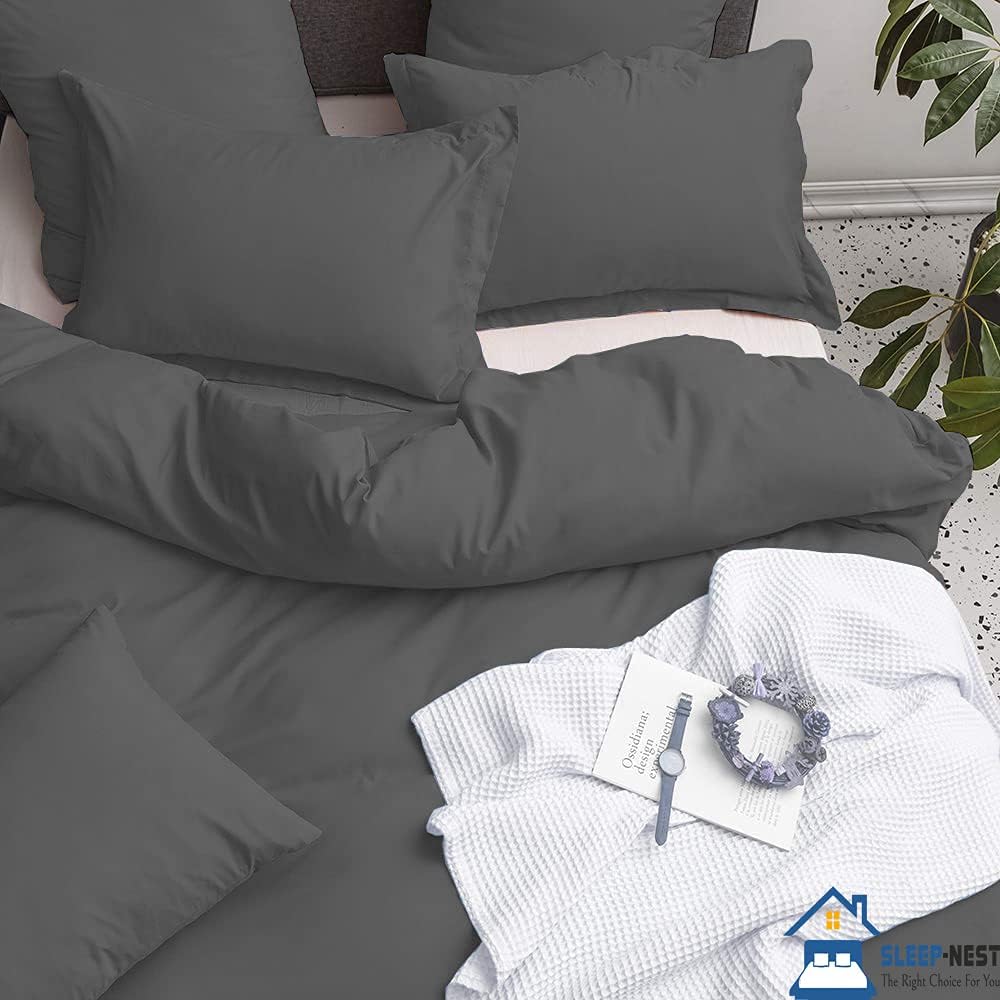 SLEEP-NEST Funda de edredón de 600 hilos tamaño King Plus de 120 x 128 pulgadas, lujosa funda de edredón de 1 pieza con cierre de cremallera oculto