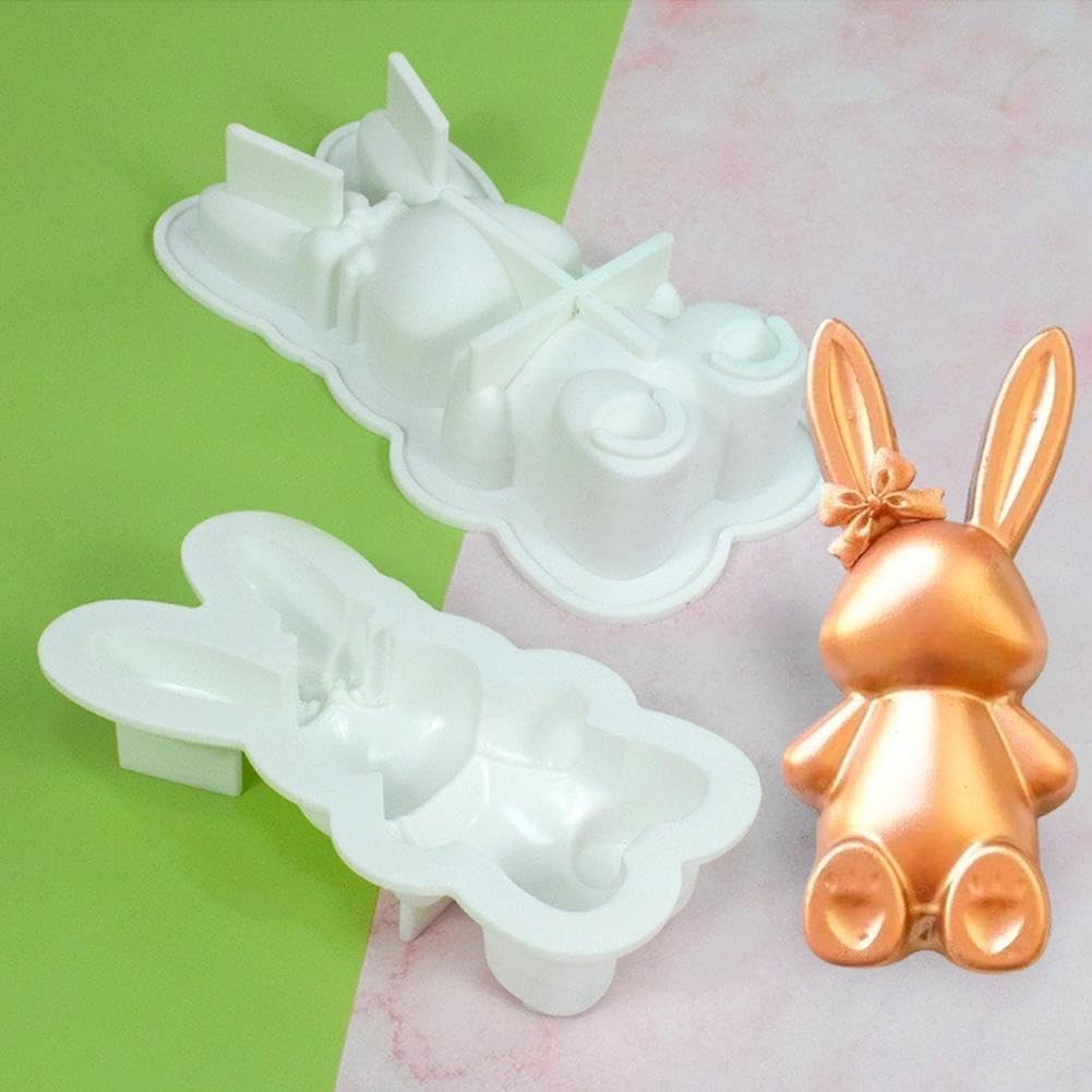 Molde de conejo de silicona para huevos de Pascua para chocolate, conejo 3D, conejo, huevo de Pascua, molde de silicona para pastel de Pascua, molde
