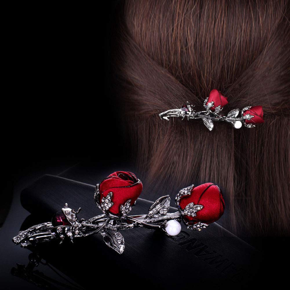 Pinzas para el pelo de novia elegantes de rosas para mujer, accesorios para el cabello, tocado para novias, tocado, estilo flor rosa, pasadores,