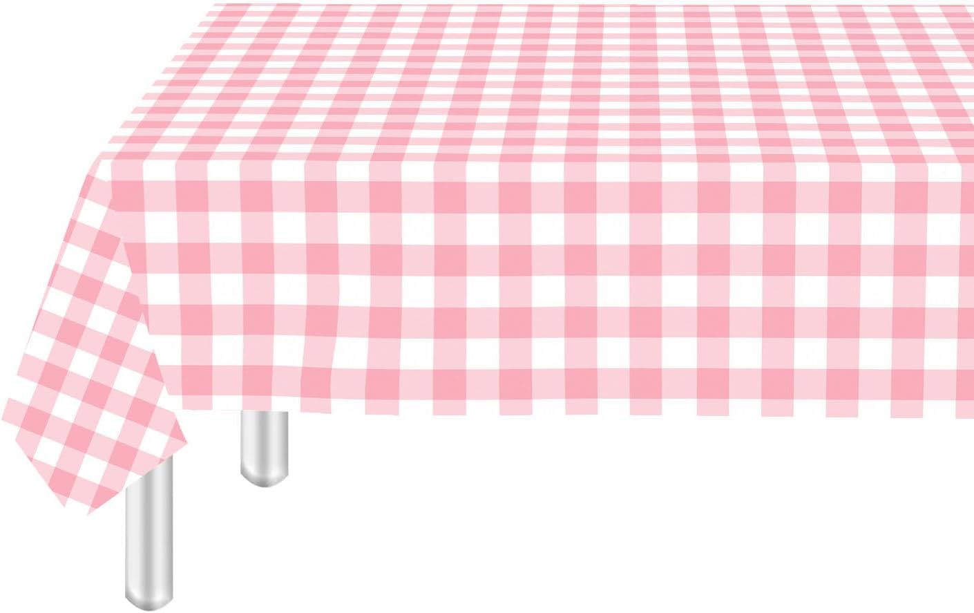 sunepany 2 manteles rectangulares de plástico a cuadros color rosa y blanco de 54 x 108 pulgadas, para pícnic al aire libre, cumpleaños, fiesta,