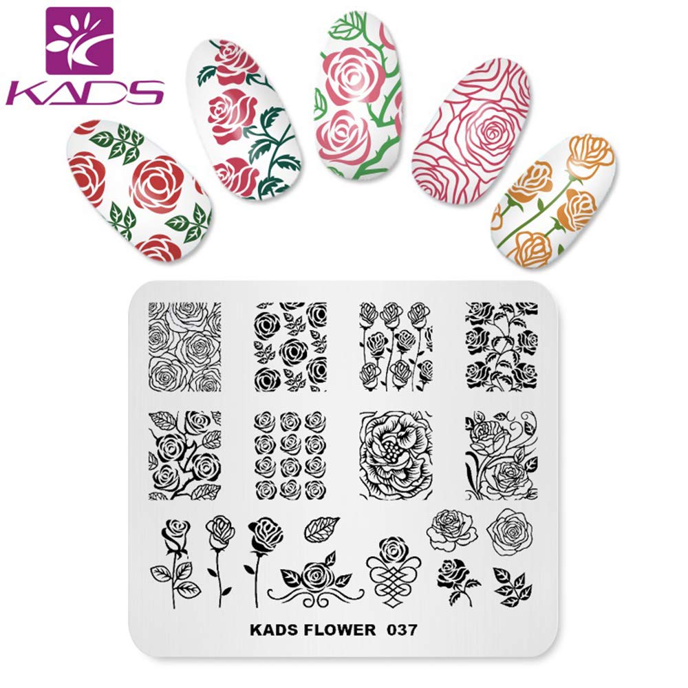 KADS Nail Art Stamp Plate Flower Series Placa de estampado de uñas Plantilla Placa de imagen Placa de arte de uñas Herramienta de decoración de