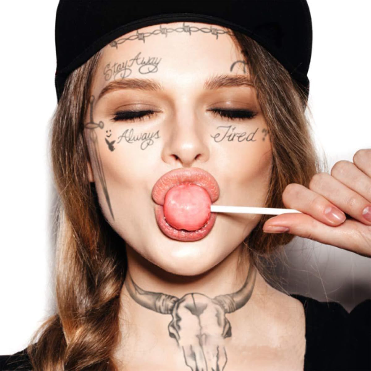3 hojas de tatuajes faciales temporales de Halloween, cosplay, tatuajes falsos, juego de tatuajes de maquillaje, disfraz de Halloween, cosplay,