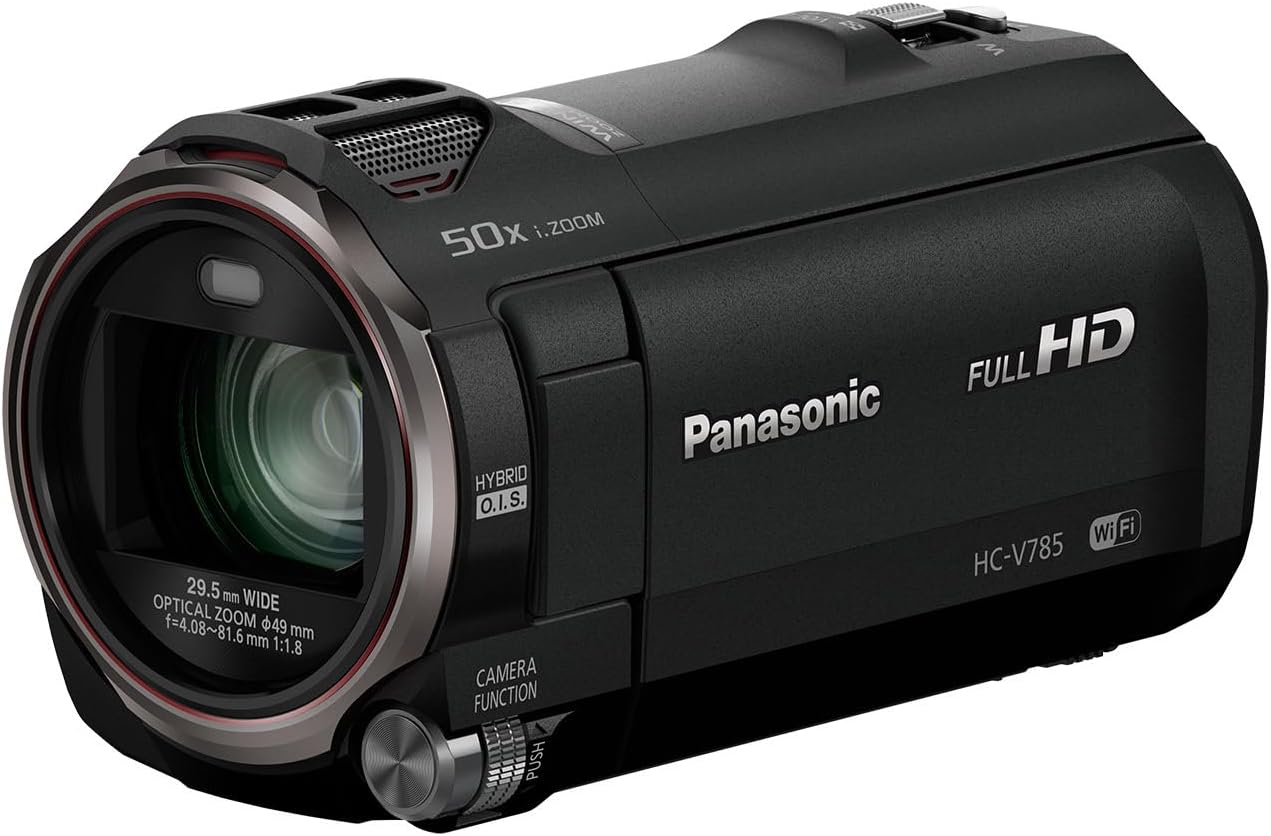 Panasonic HC-V785K Videocámara Full HD con zoom óptico de 50x y estabilización de imagen, videocámara compacta de grado profesional para videógrafos