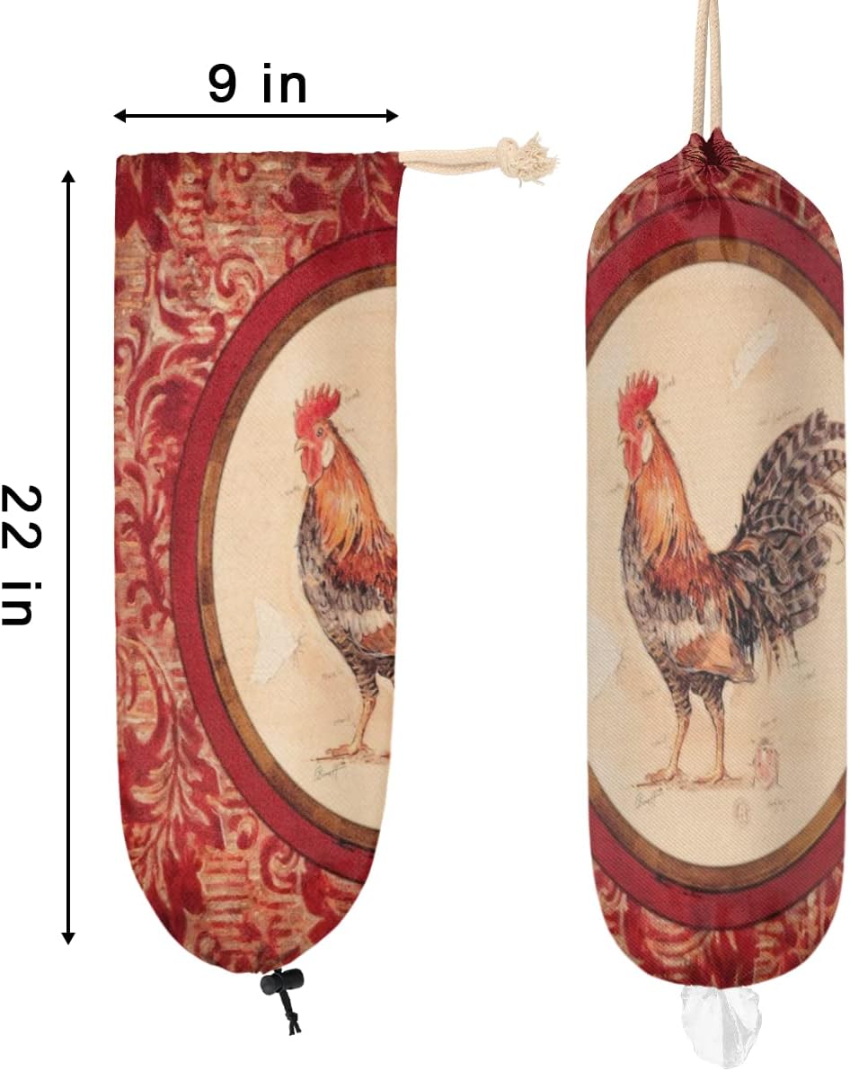 Rooster – Soporte circular para bolsas de plástico, lindo organizador de bolsas de plástico para montaje en pared, reutilizable, grande, dispensador