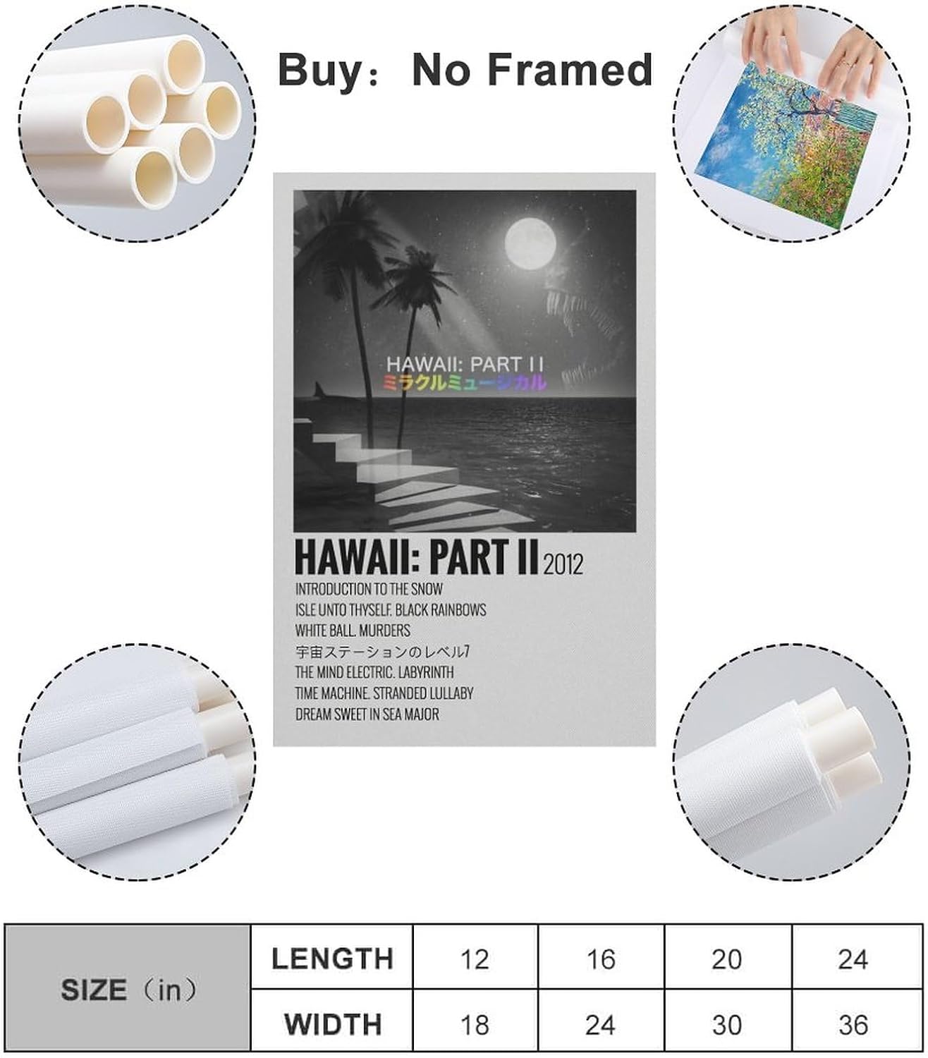 VERIMP Hawaii Part II – Póster musical milagroso para pared, pintura artística decorativa, sala de estar, dormitorio, decoración, regalo, sin marco,