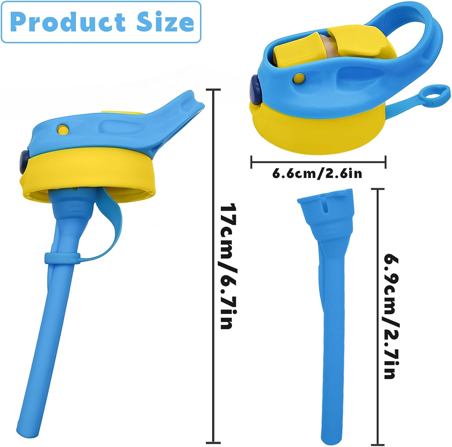 12oz Replacement Lid with 2 Straw for Kid Tumbler,1 PACK Leak-Proof and Spill-Proof Straw Lids for ZONEGRACE Mocaru,BPA Free,2.67IN-Blue
