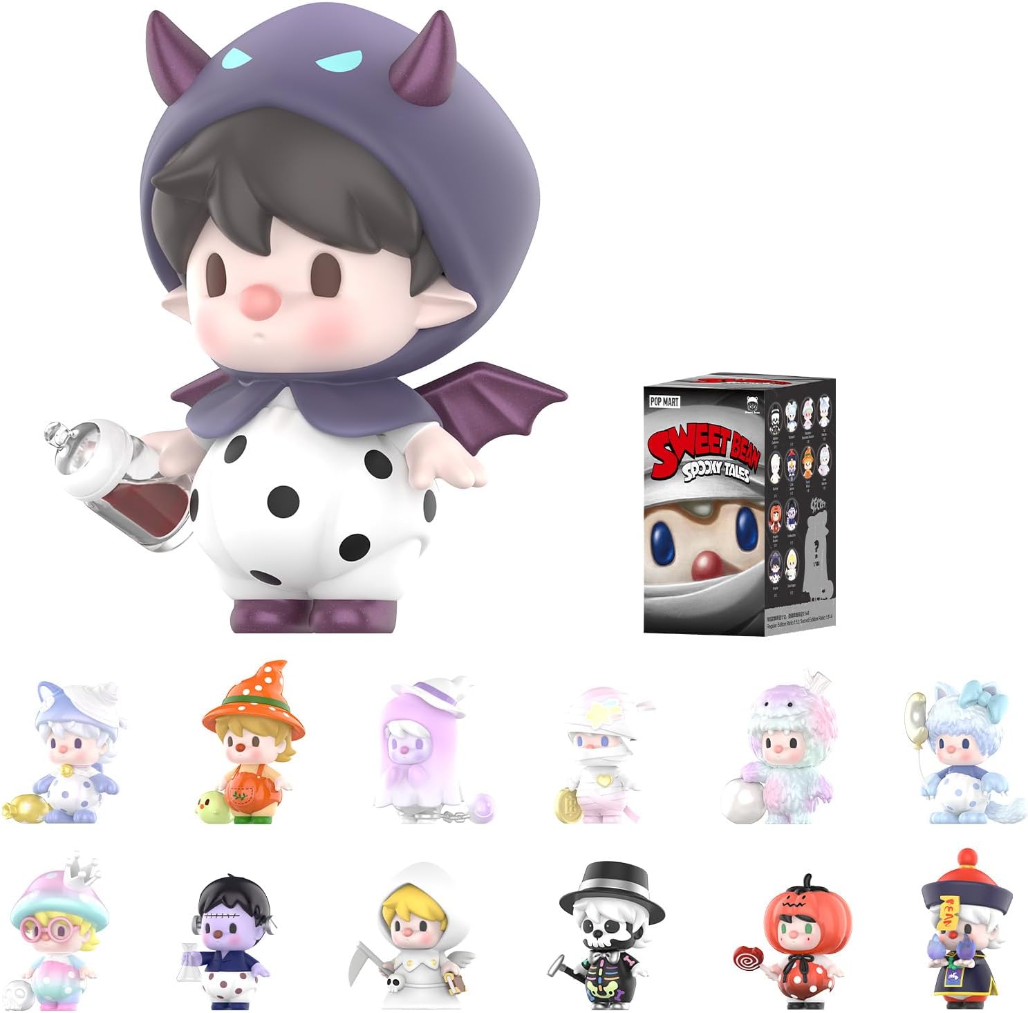 POP MART Figuras de caja ciega de cuentos espeluznantes de Sweet Bean, caja de diseño aleatorio, juguetes para decoración moderna de Halloween para