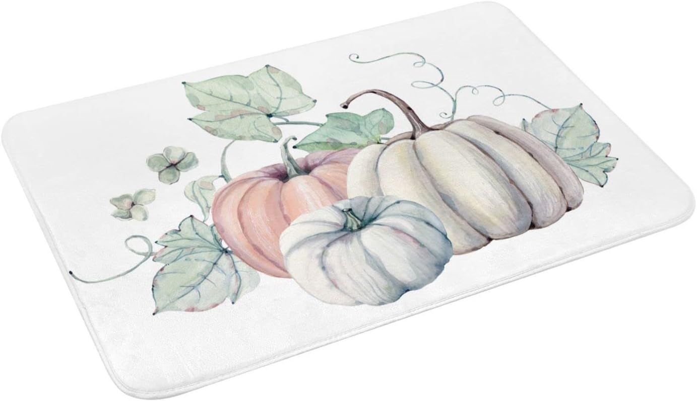 Tapete de baño con diseño de calabaza, otoño, día de Acción de Gracias, tapete de espuma viscoelástica antideslizante, alfombra pequeña, suave,