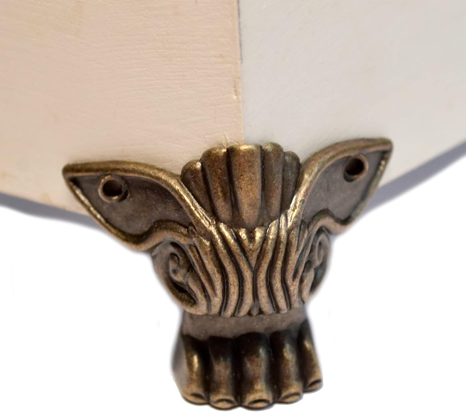 12 piezas de caja de madera de bronce vintage, patas de metal, caja de herramientas decorativas, caja de herramientas de cobre, soporte de pie,