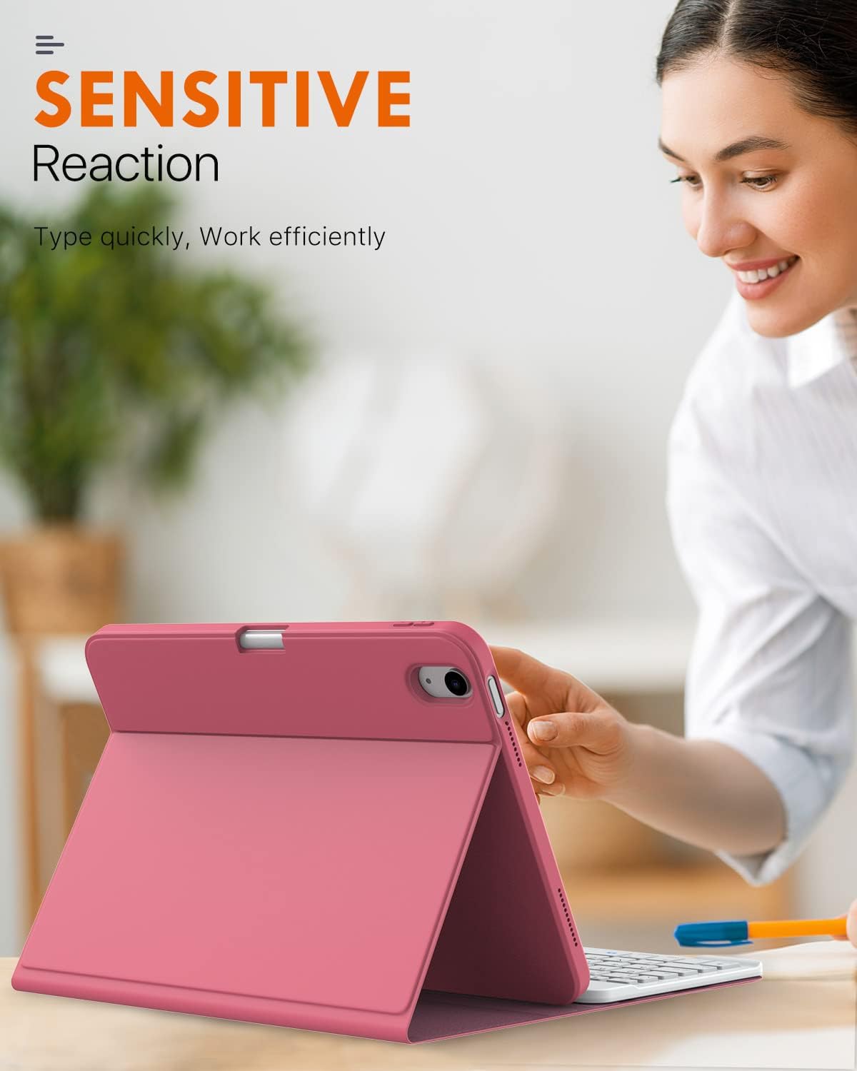 MoKo Funda para teclado con 2 protectores de pantalla de vidrio para iPad de 10 generación con teclado, teclado de 10 generación con soporte para
