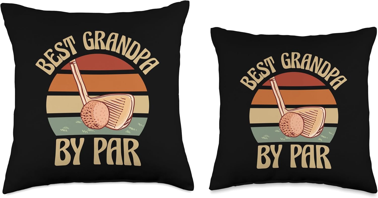Funny Father’s Day Grandad Golfing Throw Pillow, 18×18, Multicolor