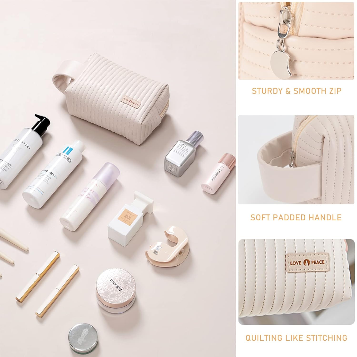 Meiyuuo Bolsa de maquillaje pequeña y bonita bolsa de cosméticos portátil bolsa de maquillaje de viaje, bolsas de aseo impermeables para accesorios