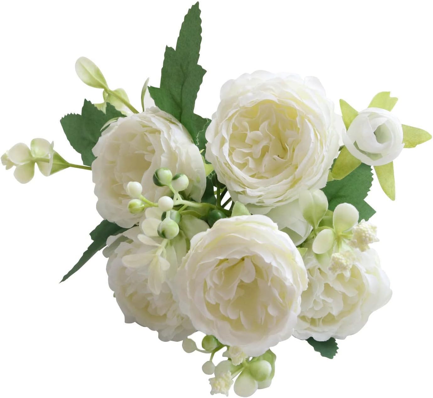 FRAKYEN 5 paquetes de flores artificiales, ramo de flores artificiales, peonía, rosa, para el hogar, rosas, 5 cabezales, paquetes artificiales para