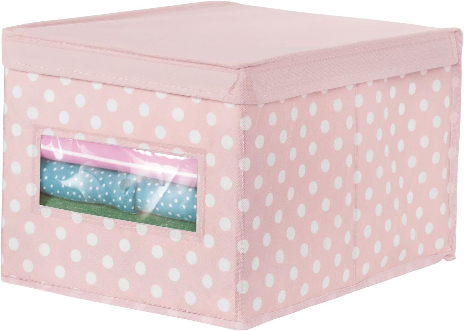 mDesign Organizador grande de tela apilable y suave con ventana frontal y tapa para dormitorio de niñosniños, sala de juegos, aula, color rosa