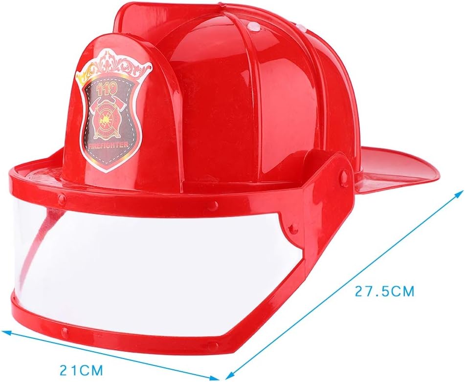 Accesorios de disfraz de bombero para juego de rol, 5 piezas de bombero para niños, kit de juguetes de cosplay – casco, extintor de incendios,