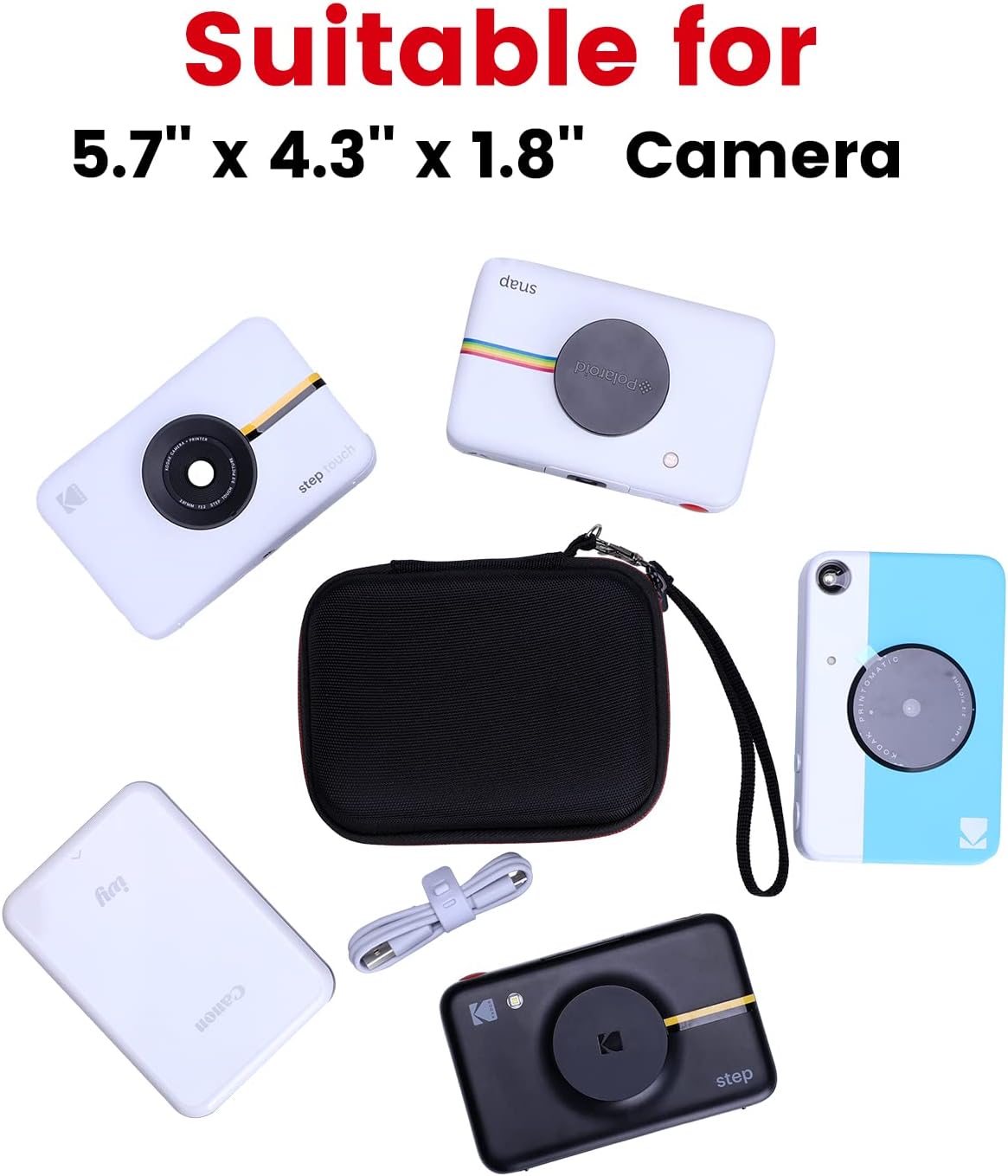 XANAD Estuche rígido para impresora fotográfica instantánea portátil Kodak PRINTOMATICSmileStepMini 2 HD – Bolsa de transporte Strorage