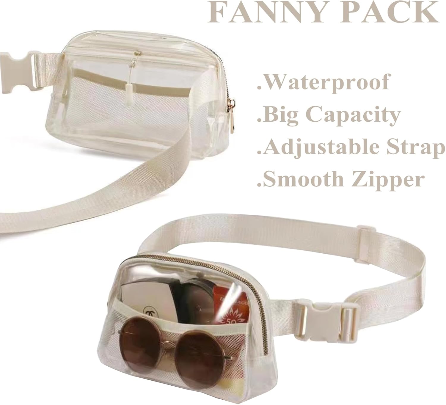 Riñonera para mujeres y hombres, riñoneras de moda para LuLu Riñonera Bolsas de limón, Transparente-Beige, A la moda