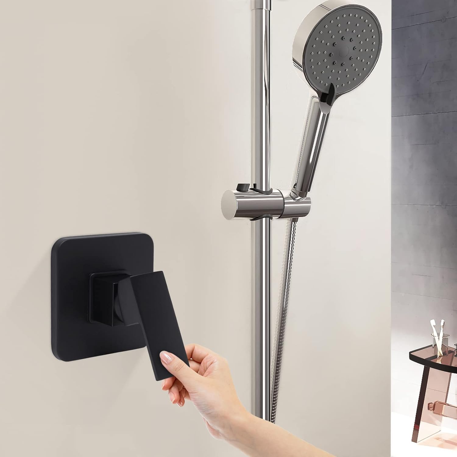 Válvula mezcladora de agua de ducha para grifo, manija de ducha de un solo mango, kit de ajuste de válvula de montaje en pared para ducha integrada,