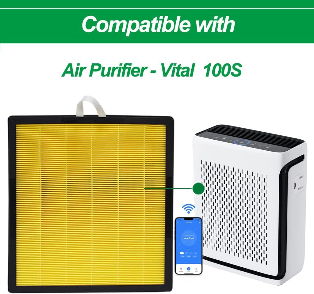 Filtro purificador de aire Vital 100S compatible con el purificador de aire LEVOIT Vital 100S Pet Allergy Vital 100S-RF-PA – 2 filtros HEPA + 4