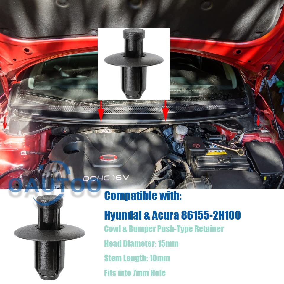 OAUTOO 20 piezas de conducto de aire de carenado y parachoques tipo empuje retenedor Clip 86155-2H100 para Hyundai Accent Azera Elantra Genesis