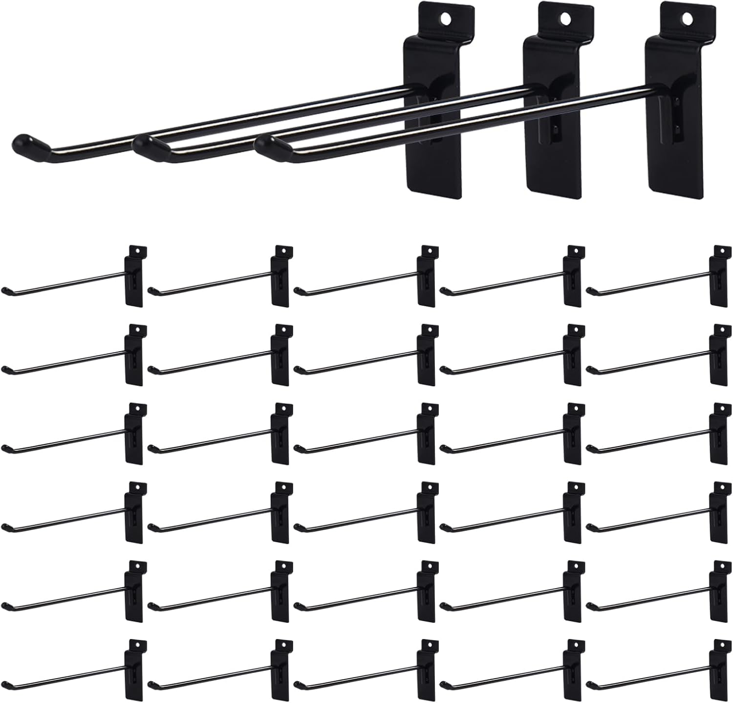 32 ganchos de pared de listones de 6 pulgadas, accesorios de panel de exhibición, ganchos de metal para colgar en la pared, ganchos de pared de