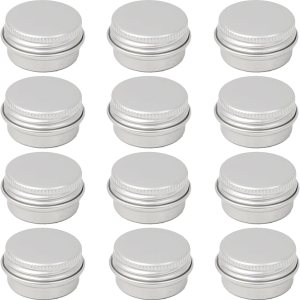 Paquete de 12 latas de metal de 0.17 onzas con tapas, latas de aluminio de 0.17 onzas líquidas, recipientes recargables de lata con tapas, Paquete de 12 latas de metal de 0.17 onzas con tapas, latas de aluminio de 0.17 onzas líquidas, recipientes recargables de lata con tapas,