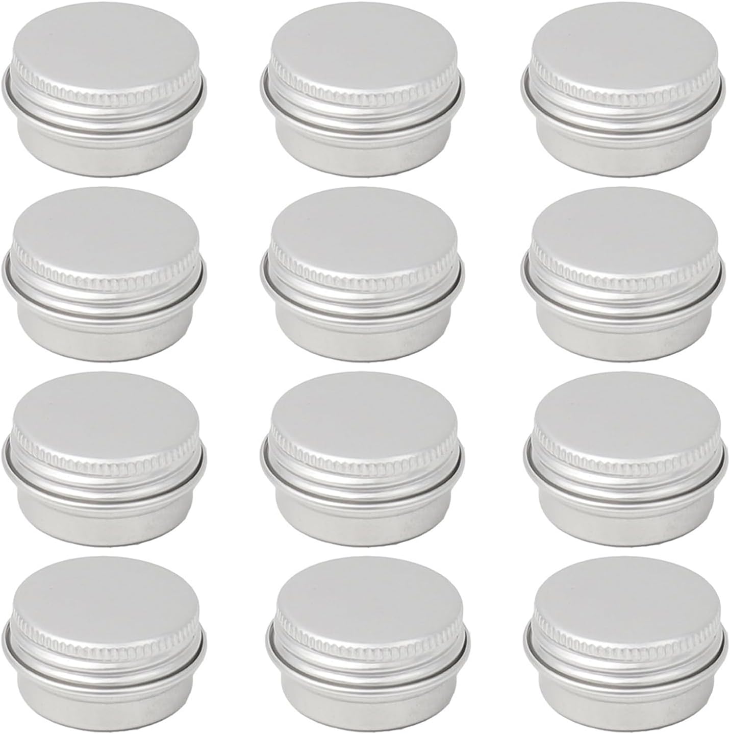 Paquete de 12 latas de metal de 0.17 onzas con tapas, latas de aluminio de 0.17 onzas líquidas, recipientes recargables de lata con tapas,