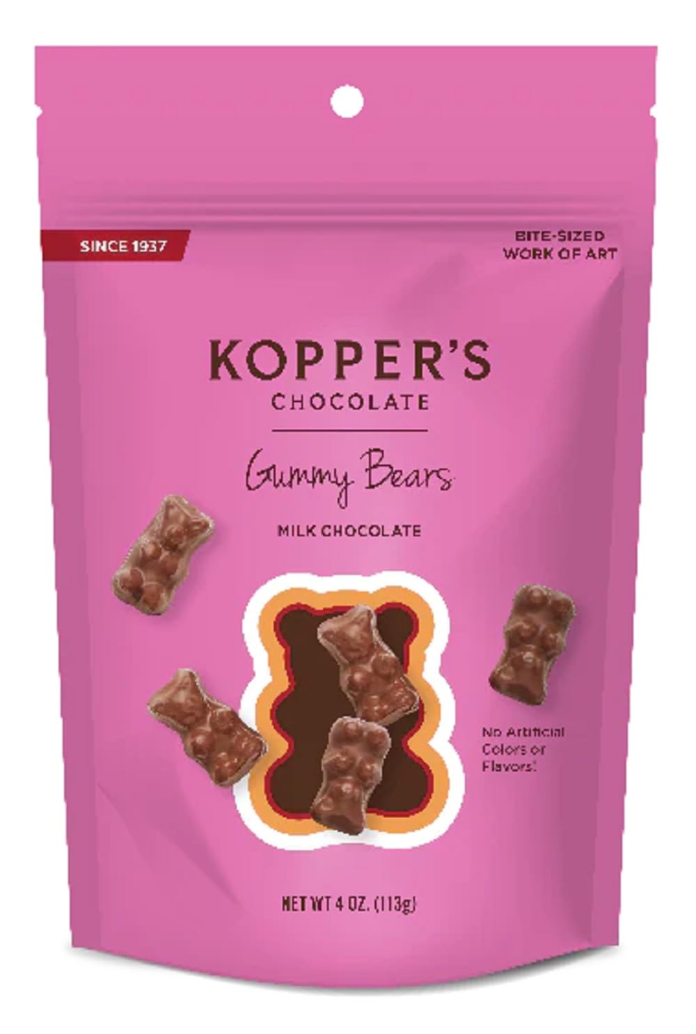 Kopper’s – Juego de 2 ositos de gomitas cubiertos de chocolate con leche y chocolate, sin colores ni sabores artificiales, bolsa de 4 onzas
