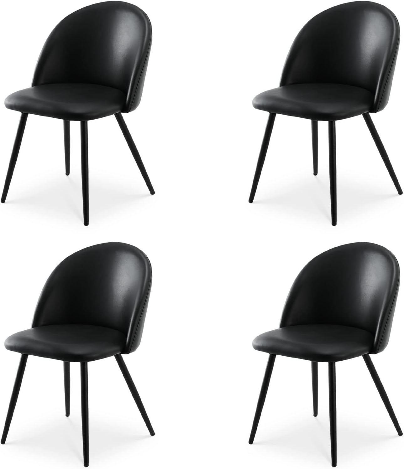 TUKAILAI Juego de 4 sillas de comedor de piel sintética, silla auxiliar moderna, asiento tapizado de poliuretano y respaldo con patas de metal para