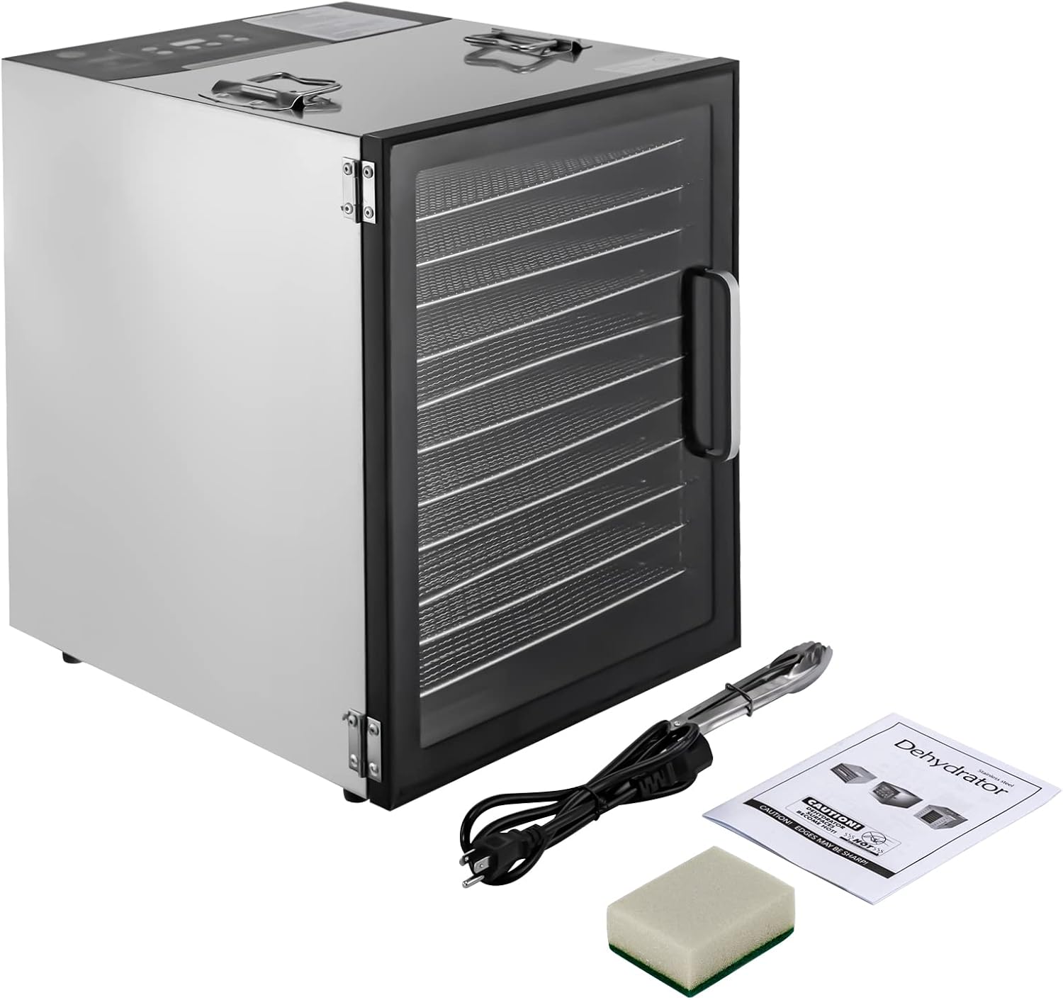 Deshidratadores de alimentos para encimera, máquina secadora de acero inoxidable con temporizador ajustable, control de temperatura de 86.0-176.0 F